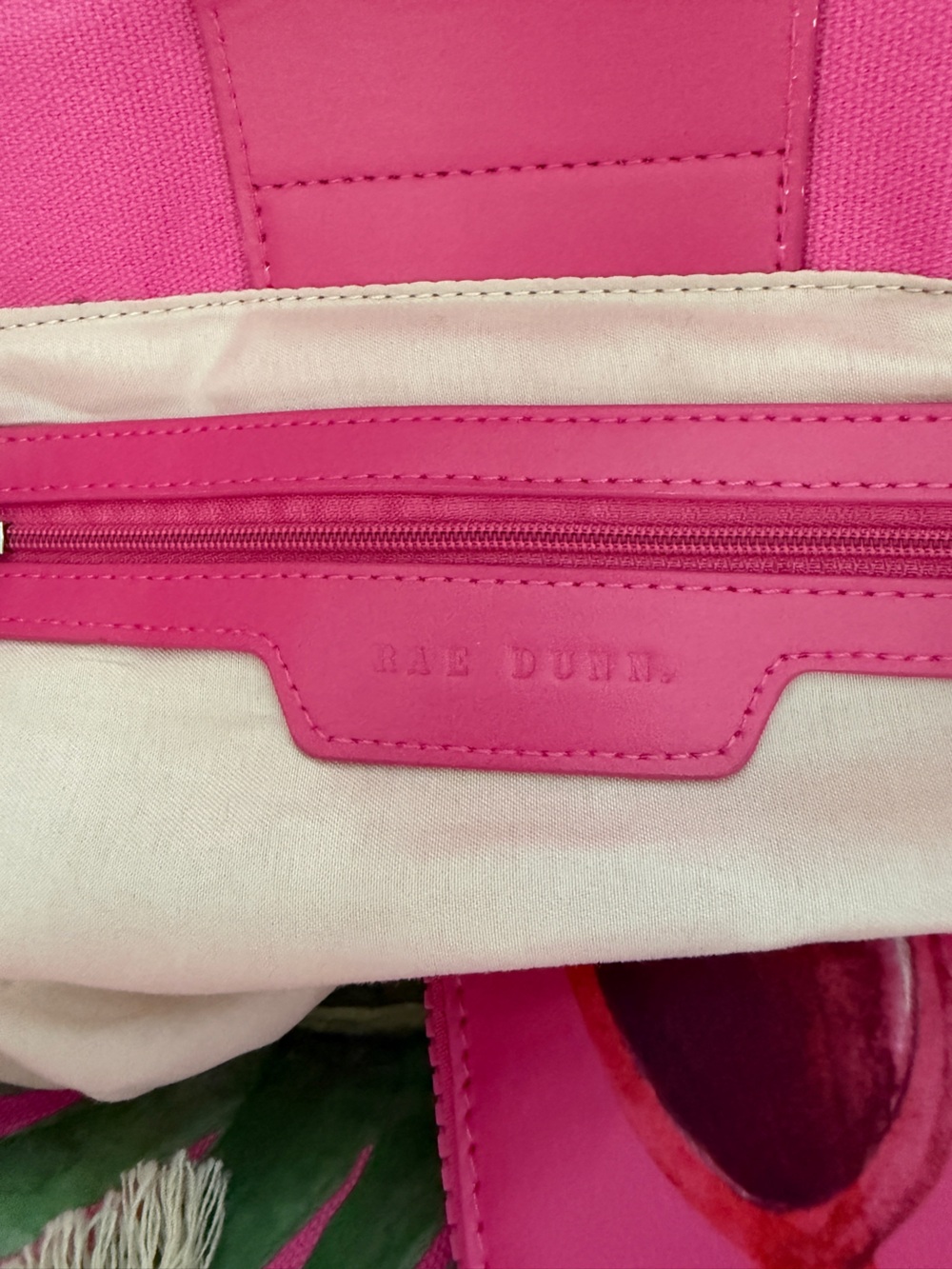 Rae Dunn Vacay All Day Pink Tote With 2 Pouch Set - Picture 7 of 7